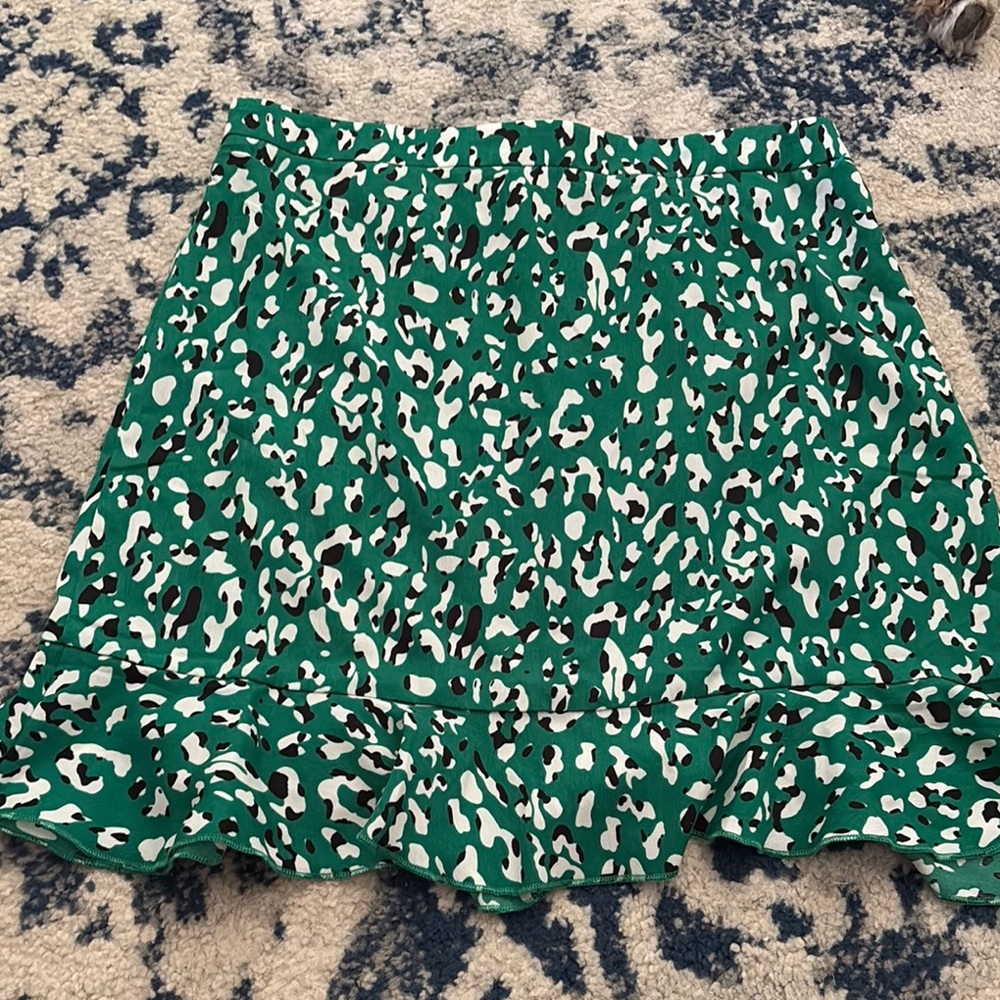 Green Leopard Print Skirt
